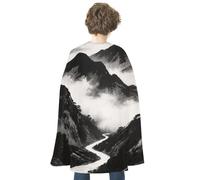 maccbn Halloween Cape Reversible Blue And Red Black White Mountain Medieval Cloak Renaissance Cosplay Birthday Party Dress Up Costume