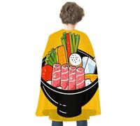 maccbn Halloween Cape Reversible Blue And Red Cartoon Hotpot Doodle Medieval Cloak Renaissance Cosplay Birthday Party Dress Up Costume