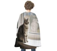 maccbn Halloween Cape Reversible Blue And Red Cat on The Windowsill Medieval Cloak Renaissance Cosplay Birthday Party Dress Up Costume