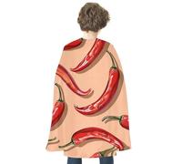 maccbn Halloween Cape Reversible Blue And Red Chili Pepper Pattern Medieval Cloak Renaissance Cosplay Birthday Party Dress Up Costume