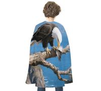 maccbn Halloween Cape Reversible Blue And Red Eagle Combs Feathers Medieval Cloak Renaissance Cosplay Birthday Party Dress Up Costume