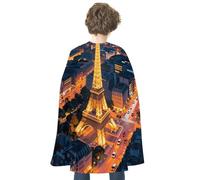 maccbn Halloween Cape Reversible Blue And Red Eiffel Tower Medieval Cloak Renaissance Cosplay Birthday Party Dress Up Costume