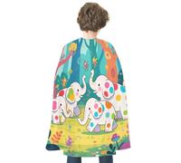 maccbn Halloween Cape Reversible Blue And Red Elephant Forest Medieval Cloak Renaissance Cosplay Birthday Party Dress Up Costume
