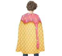 maccbn Halloween Cape Reversible Blue And Red Ice Cream And Waffle Medieval Cloak Renaissance Cosplay Birthday Party Dress Up Costume