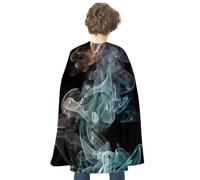 maccbn Halloween Cape Reversible Blue And Red Psychedelic Smoke Medieval Cloak Renaissance Cosplay Birthday Party Dress Up Costume
