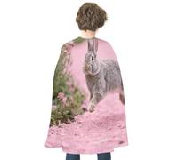 maccbn Halloween Cape Reversible Blue And Red Rabbit And Flowers Medieval Cloak Renaissance Cosplay Birthday Party Dress Up Costume