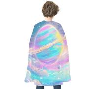 maccbn Halloween Cape Reversible Blue And Red Rainbow Colored Galaxy Medieval Cloak Renaissance Cosplay Birthday Party Dress Up Costume
