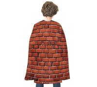 maccbn Halloween Cape Reversible Blue And Red Red Brick Wall Medieval Cloak Renaissance Cosplay Birthday Party Dress Up Costume