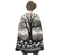 maccbn Halloween Cape Reversible Blue And Red Skull Land Medieval Cloak Renaissance Cosplay Birthday Party Dress Up Costume