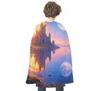 maccbn Halloween Cape Reversible Blue And Red Sun And Moon Medieval Cloak Renaissance Cosplay Birthday Party Dress Up Costume
