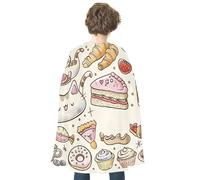 maccbn Halloween Cape Reversible Blue And Red Various Pastry Patterns Medieval Cloak Renaissance Cosplay Birthday Party Dress Up Costume