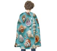 maccbn Halloween Cape Reversible Blue And Red Various Shell Patterns Medieval Cloak Renaissance Cosplay Birthday Party Dress Up Costume