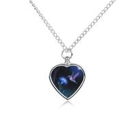 maccbn Hummingbird Pet Urn Necklace for Ashes Waterproof Heart Memorial Pendant with Filling Kit 27.6" Adjustable Chain Cremation Keepsake Jewelry for Dog Cat Sympathy Gift for Pet Lovers