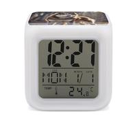 maccbn Husky Dog LED Digital Alarm Clock 7 Color Changing Wake Up Clock with Temperature Date Snooze Display Battery Operated Night Light Silent Beside Lamp for Bedroom