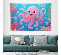 maccbn Octopus Cartoon Boho Wall Tapestry with Hanging Kit Aesthetic Tapestry Wall Hanging Personalized Backdrop Large Vintage Tapestries Decoration for Bedroom Living Room Dorm Decor-60 x90