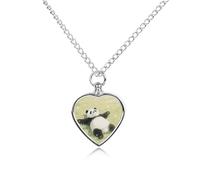 maccbn Panda Lying on The Lawn Pet Urn Necklace for Ashes Waterproof Heart Memorial Pendant with Filling Kit 27.6" Adjustable Chain Cremation Keepsake Jewelry for Dog Cat Sympathy Gift for Pet Lovers