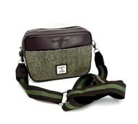 Maccessori Authentic Harris Tweed Camera Bag Vegan Leather Crossbody Clutch, Dimensions: 9.05"x6.29"x3.93", Country Green, Classic
