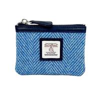 Maccessori Authentic Harris Tweed Coin Purse Vegan Leather Slim Card Pocket Scottish Design Dimensions: 3.34" x 4.92" x 0.39, Sky Blue, 3.34" x 4.92" x 0.39