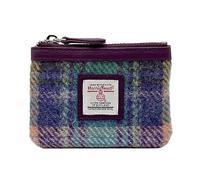 Maccessori Authentic Harris Tweed Coin Purse Vegan Leather Slim Card Pocket Scottish Design Dimensions: 3.34" x 4.92" x 0.39, Green/Purple, 3.34" x 4.92" x 0.39