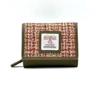 Maccessori Authentic Harris Tweed Trifold Purse Vegan Leather Compact Scottish Design, Dimensions: 4.13"x3.34"x1.37", MAPLE, 4.13” x 3.34” x 1.37”, Classic