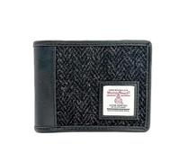 Maccessori Harris Tweed Bi-fold Wallet for Men and Women, Vegan Leather front panel, Durable & Timeless Gift, CHARCOAL, Classic