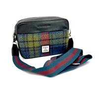 maccessori Harris Tweed Camera Bag Cross Body Bag (Blue/Pink Check)