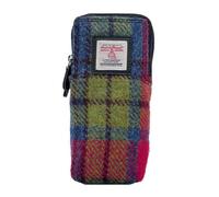 maccessori Harris Tweed Double Glasses Sleeve Bag, Glasses Pouch, Eyeglass Case (Blue/Pink Check)