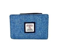maccessori Harris Tweed Medium Zip Purse - Genuine Scottish Tweed Wallet with Card Slots, Notes & Coin Compartments, Vegan Leather Trim, Compact & Stylish Gift for Women (Sky Blue)