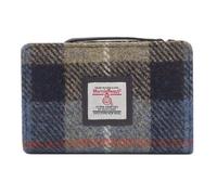 maccessori Harris Tweed Medium Zip Purse - Genuine Scottish Tweed Wallet with Card Slots, Notes & Coin Compartments, Vegan Leather Trim, Compact & Stylish Gift for Women (Blue/Brown Check)
