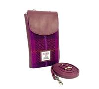 Maccessori Harris Tweed Phone Purse Compact Design Fits All Phones, Card Slots & Note Holder 4.3'' x 7.3'' x 1.8'', Purple Check, Classic