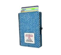 Maccessori Harris Tweed Pop Up Card Wallet Compact Card Holder with 7 Card Capacity, Sky Blue, Classic