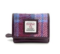 Maccessori Authentic Harris Tweed Trifold Purse Vegan Leather Compact Scottish Design, Dimensions: 4.13"x3.34"x1.37", PASTEL PINK, 4.13” x 3.34” x 1.37”, Classic