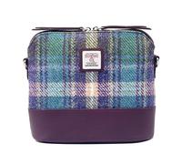 Maccessori Harris Tweed Women’s Square Shoulder Country Green Designed Bag - Handwoven Wool from Scotland, Green/Purple