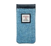 maccessori Harris Tweed Women’s Square Shoulder Glasses Sleeve - Handwoven Wool from Scotland 16.5cm x 8.5cm (Sky Blue)