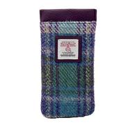 maccessori Harris Tweed Women’s Square Shoulder Glasses Sleeve - Handwoven Wool from Scotland 16.5cm x 8.5cm (Green/Purple)