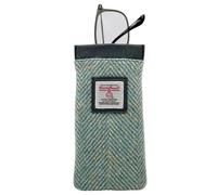 maccessori Harris Tweed Women’s Square Shoulder Glasses Sleeve - Handwoven Wool from Scotland 16.5cm x 8.5cm (Turquoise)
