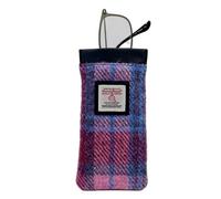 maccessori Harris Tweed Women’s Square Shoulder Glasses Sleeve - Handwoven Wool from Scotland 16.5cm x 8.5cm (Pastel Pink)