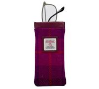 maccessori Harris Tweed Women’s Square Shoulder Glasses Sleeve - Handwoven Wool from Scotland 16.5cm x 8.5cm (Purple/Check)