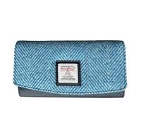Maccessori HarrisTweed 100% Lady’s Envelope Purse Vegan Leather Clutch Bag Birthday Gift Dimensions: 7.08" x 3.74" x 0.98", Sky Blue, Classic