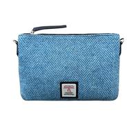 Maccessori HarrisTweed 100% Lady’s Small Purse 9.05’’ x 6.29’’ x 1.18’’ Vegan Leather Clutch Bag Birthday Gift, Sky Blue, Classic