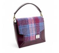 Maccessori Highland Messenger Bag Tartan Wool Vegan Leather Scottish Plaid, Pastel Pink
