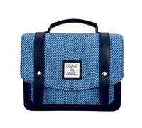 Maccessori Ladies Messenger Bag with Adjustable Cross Body Strap,100% Harris Tweed & Vegan Leather, 8.6' x 8.4' x 2.7', Sky Blue, 8.66’’ x 8.46’’ x 2.75’’