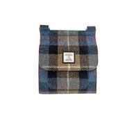 Maccessori Medium Satchel Bag, Adjustable Crossbody Shoulder Bag, Harris Tweed Wool, Multiple Compartments, Tartan Design (Blue/Brown Check)