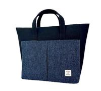Maccessori Tote Bag for Women, Harris Tweed Travel Size Handbag, Authentic Scottish Design, Blue