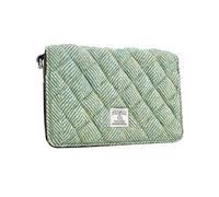 Maccessori Women's Shoulder Bag, Harris Tweed & Vegan Leather, Medium Size Handbag, Scottish Herringbone Design, Turquoise Herringbone, Modern