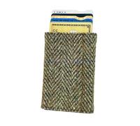 Maccessoro Harris Tweed Pop Up Card Holder - Handwoven Wool from Scotland - A Modern Classic in Heritage Fashion, Made in Scottland, Country Green, Classic