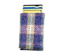 Maccessoro Harris Tweed Pop Up Card Holder - Handwoven Wool from Scotland - A Modern Classic in Heritage Fashion, Made in Scottland, Green/Purple, Classic