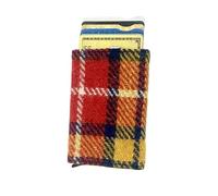 Maccessoro Harris Tweed Pop Up Card Holder - Handwoven Wool from Scotland - A Modern Classic in Heritage Fashion, Made in Scottland, Saffron, Classic