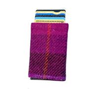 Maccessoro Harris Tweed Pop Up Card Holder - Handwoven Wool from Scotland - A Modern Classic in Heritage Fashion, Made in Scottland, Purple Check, Classic