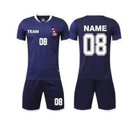 Macchiole Custom Football Jerseys for Boys Kids Adult Personalised Football Kit with Name Number Team Logo Blue
